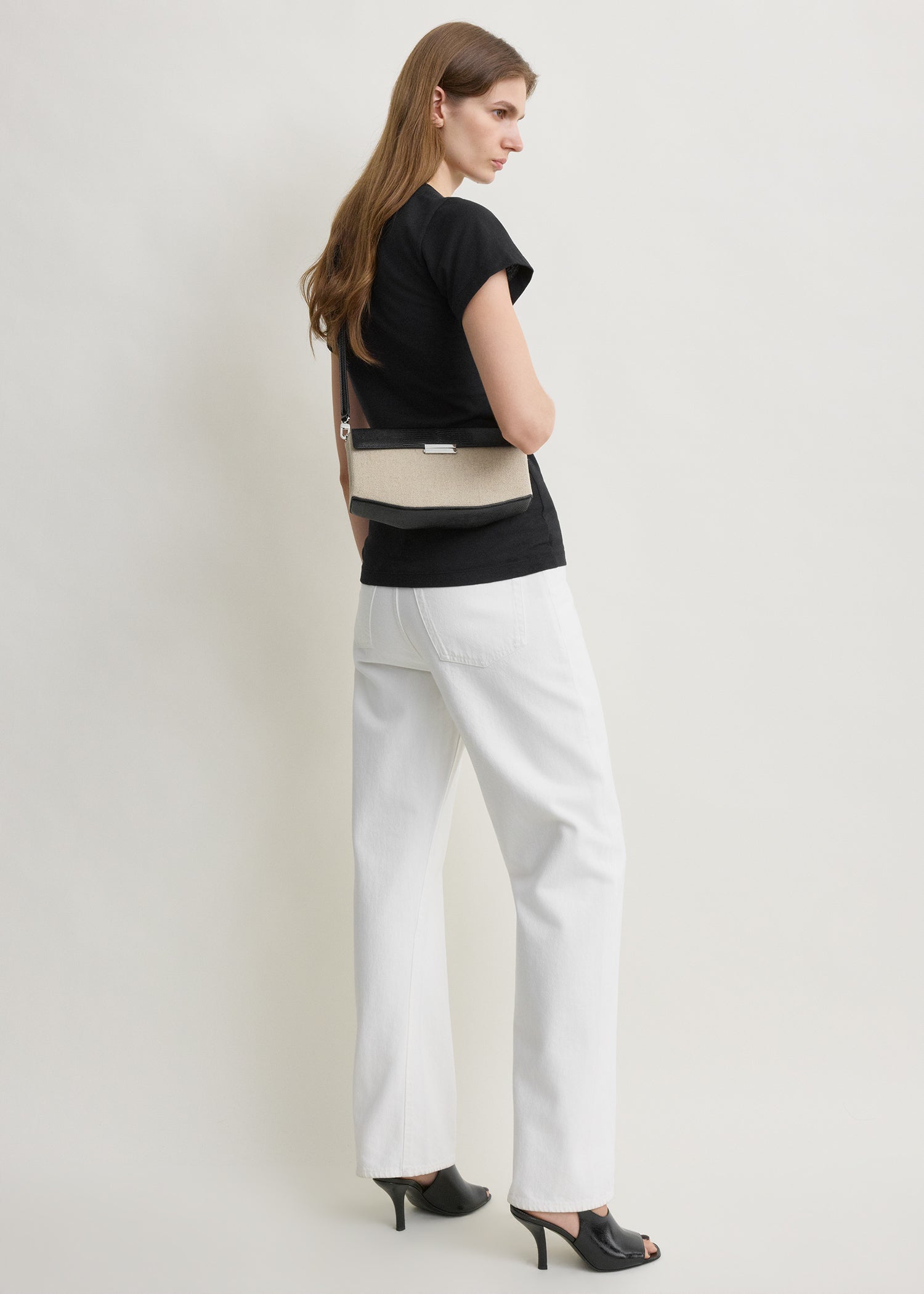 Clip canvas clutch beige/black