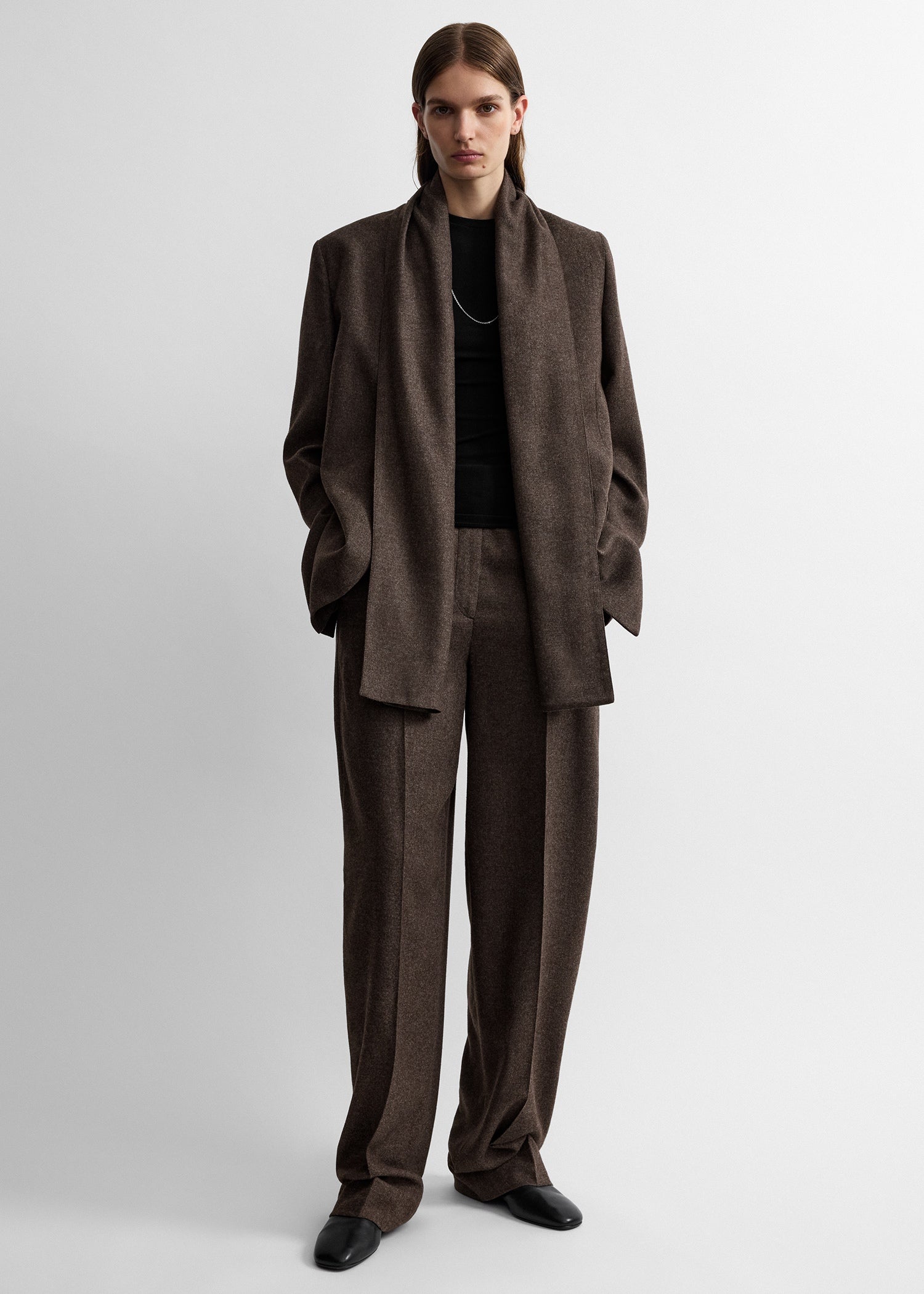 Scarf lapel blazer taupe melange
