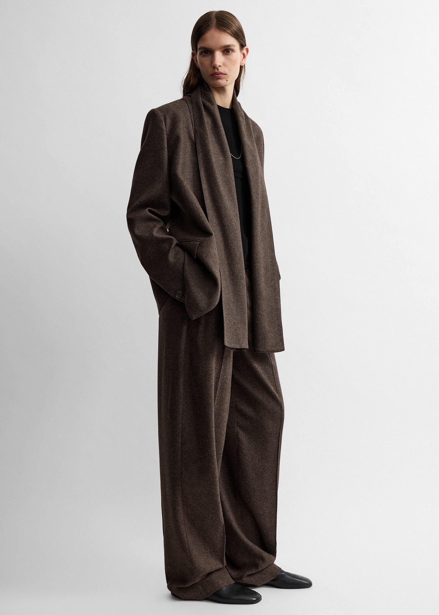 Scarf lapel blazer taupe melange