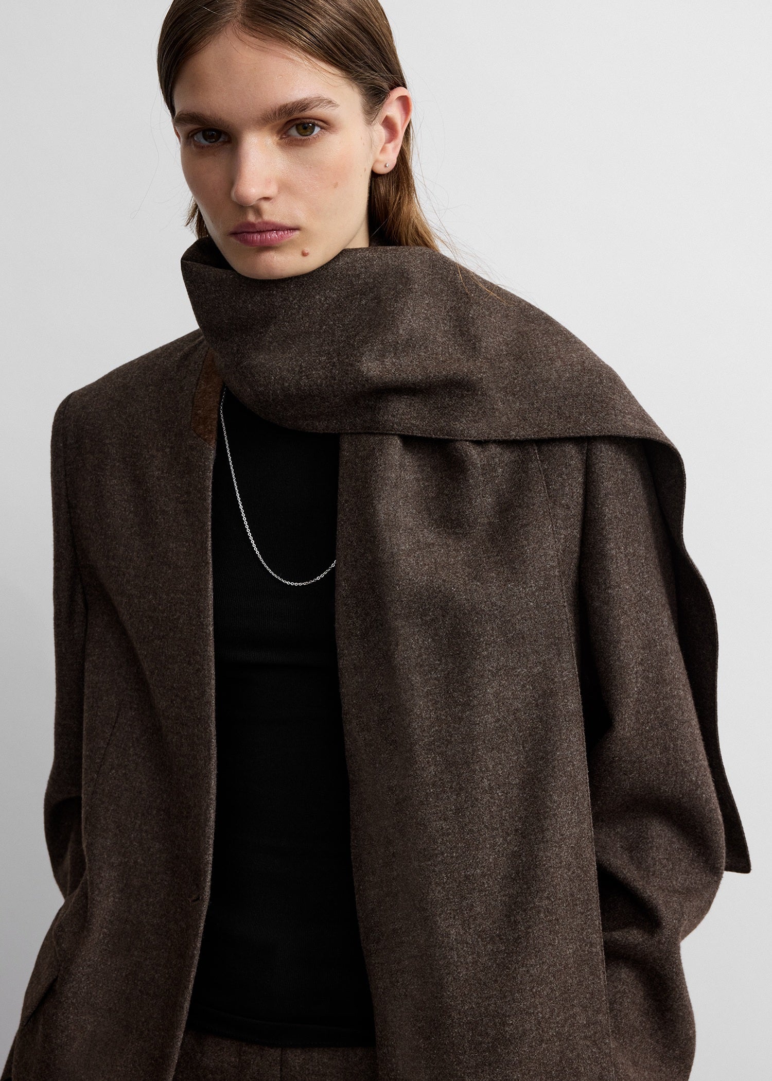 Scarf lapel blazer taupe melange