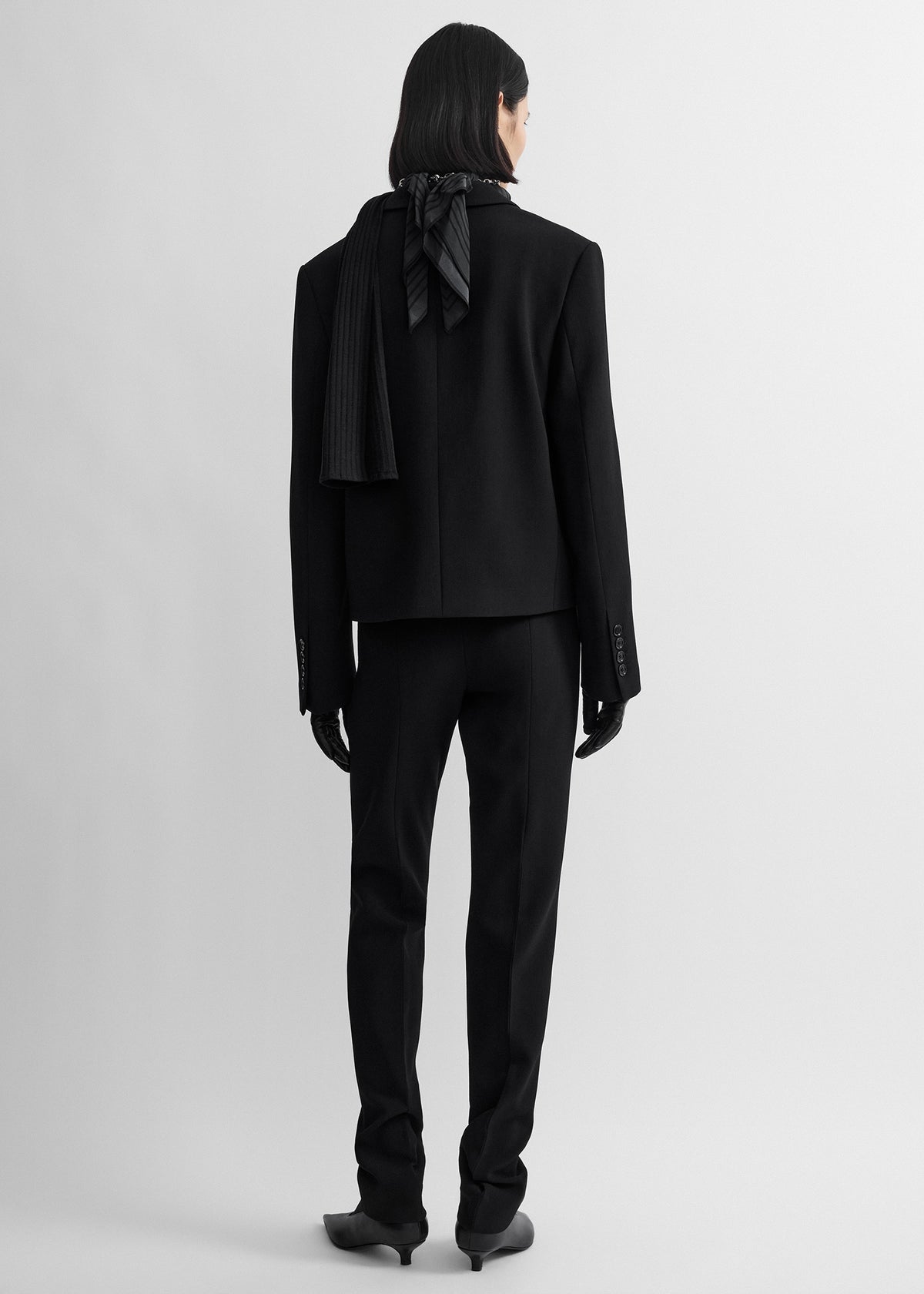 Short stretch wool blazer black