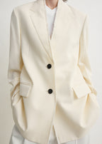 Raw lapel jacket ecru