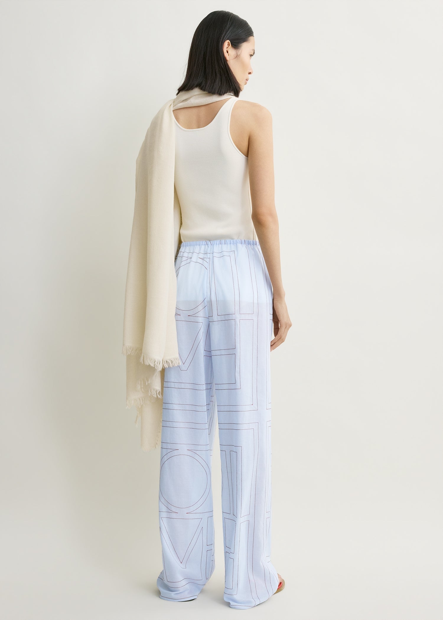 Monogram cotton-blend pj bottoms sky