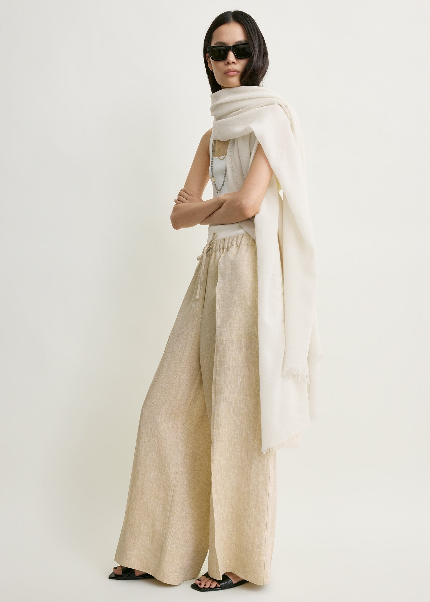 Wide summer trousers natural