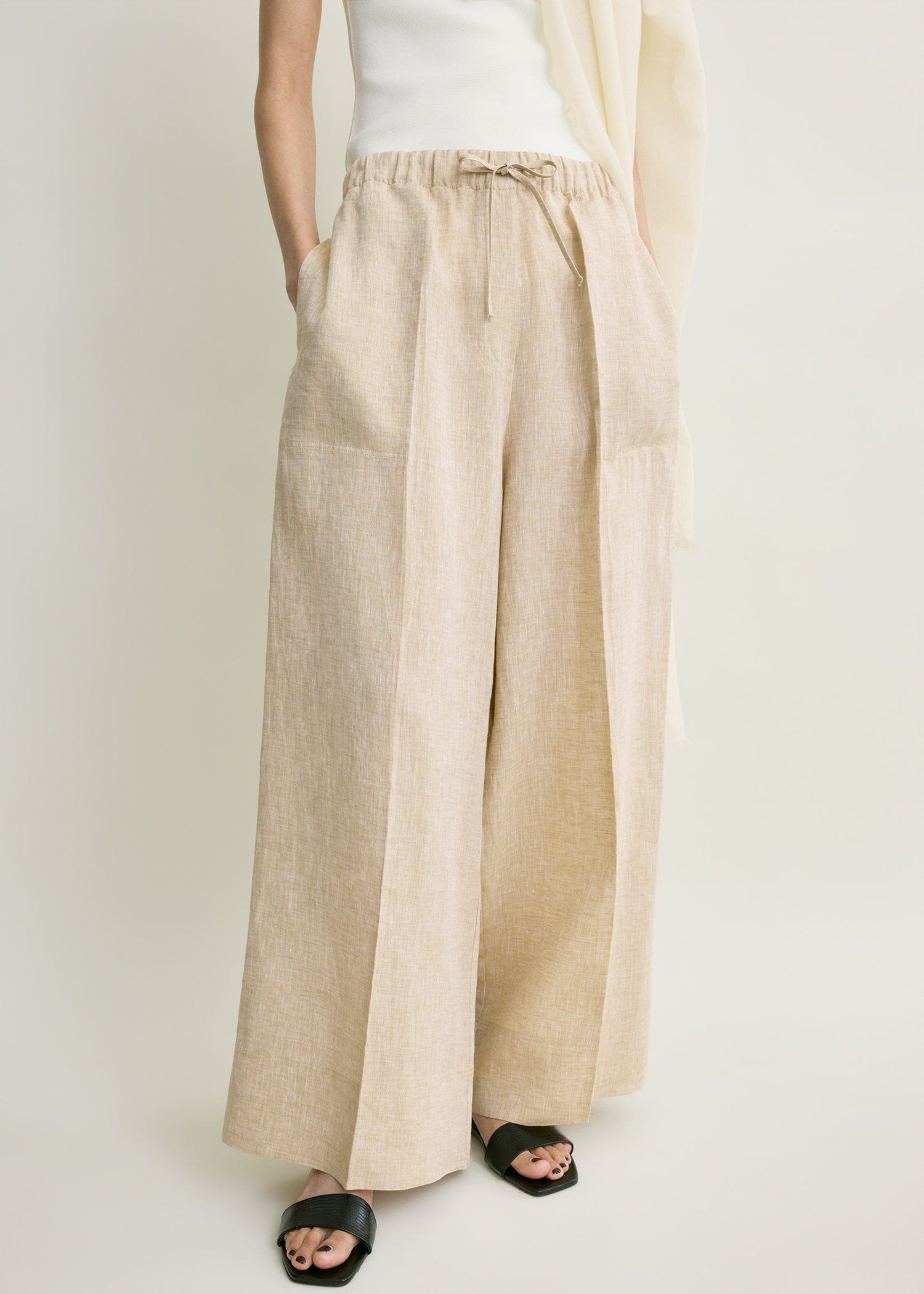Wide summer trousers natural
