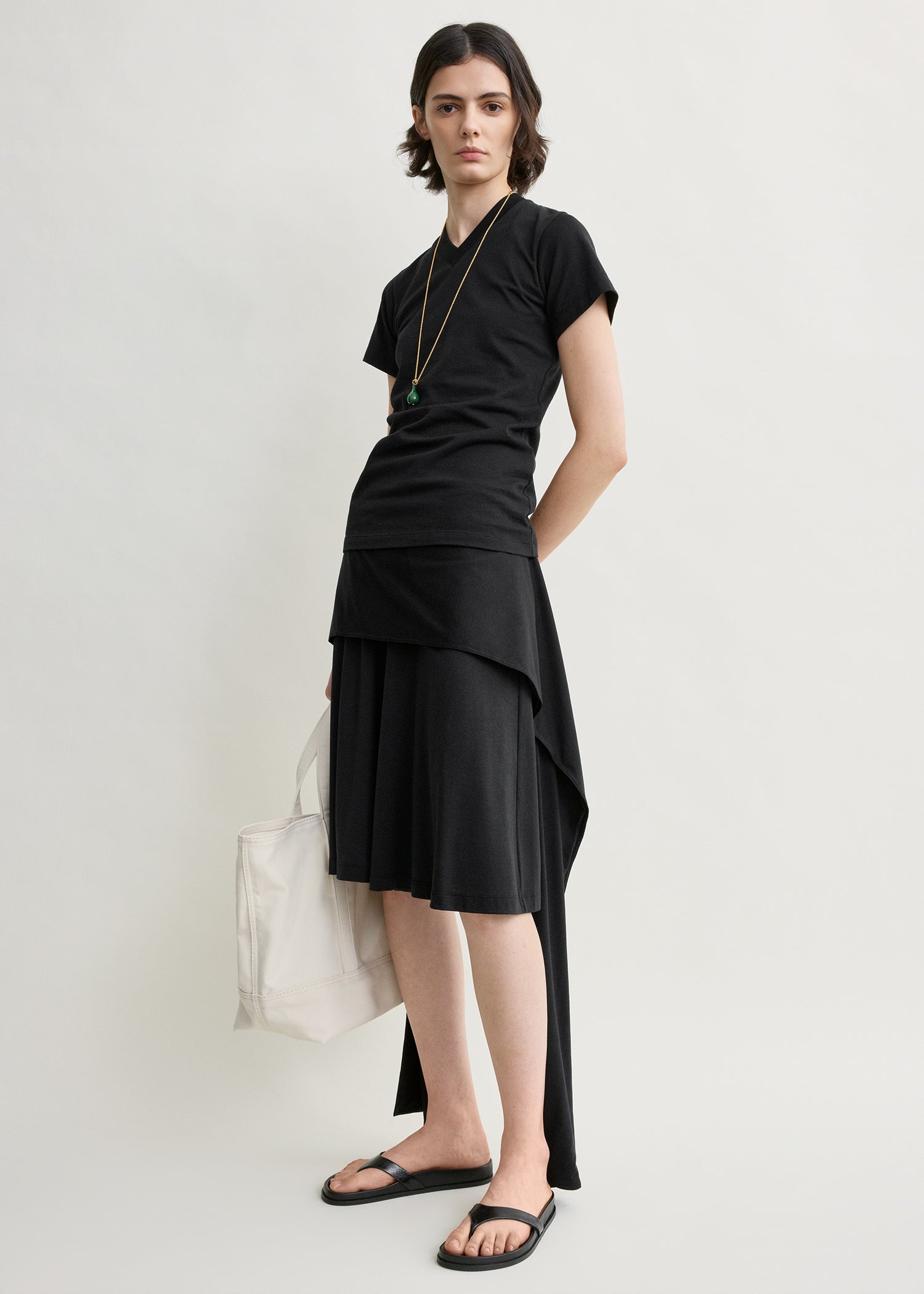 Tie-waist jersey shorts black
