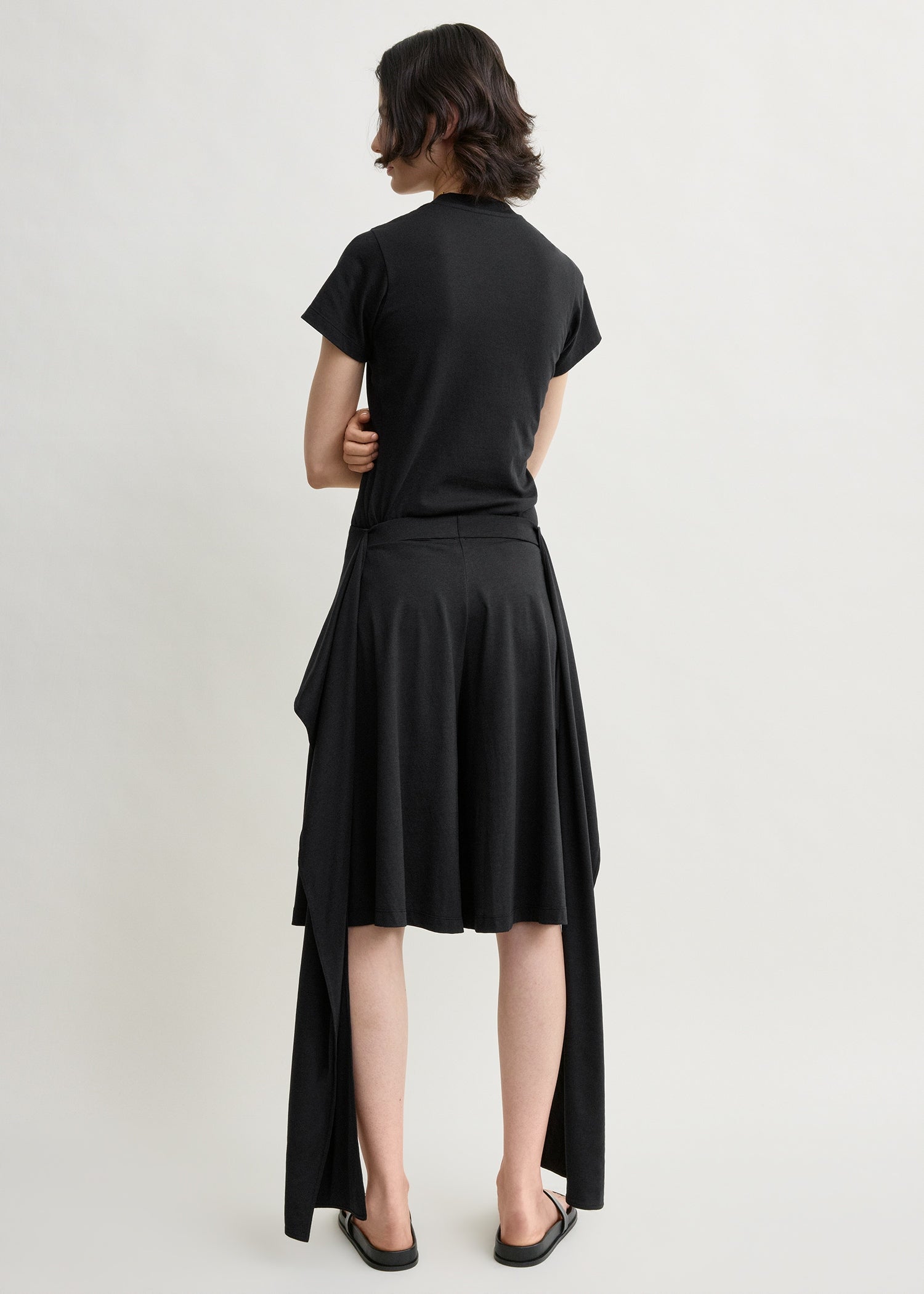 Tie-waist jersey shorts black