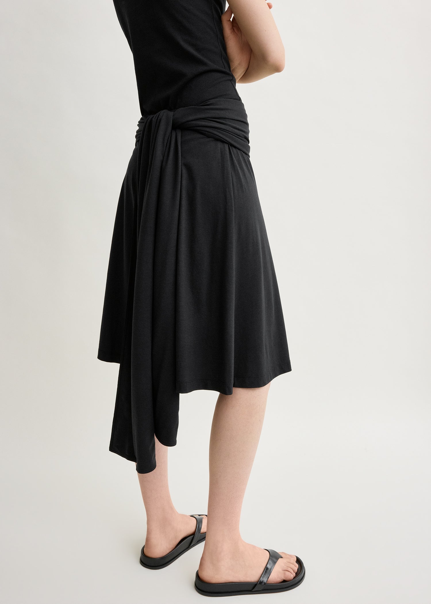 Tie-waist jersey shorts black