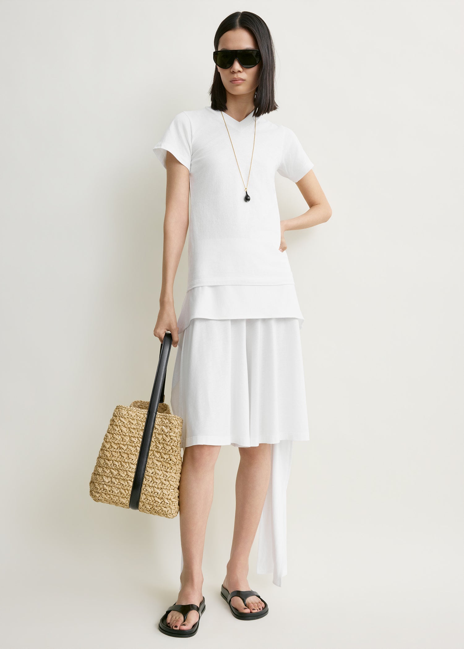 Tie-waist jersey shorts white