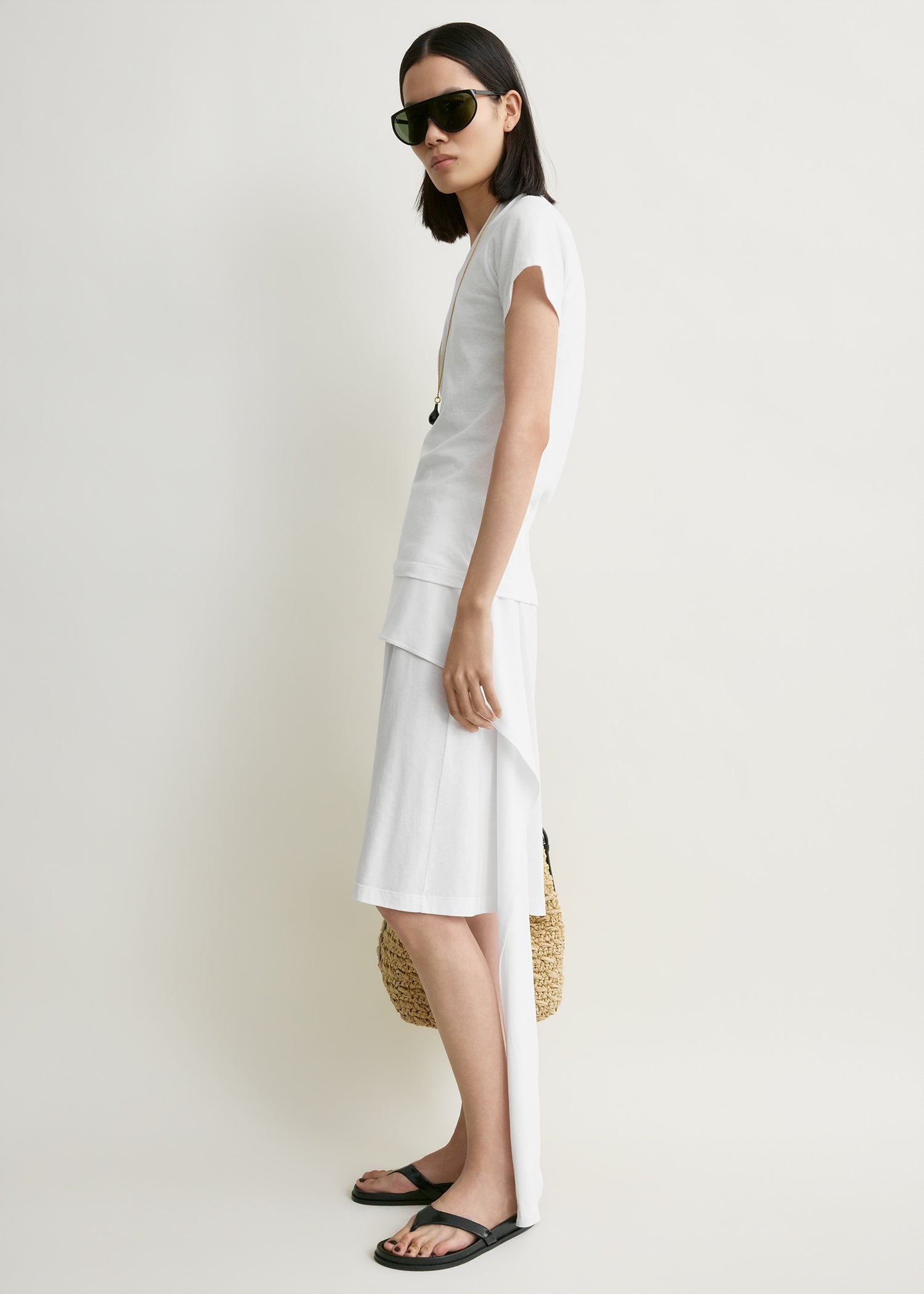 Tie-waist jersey shorts white