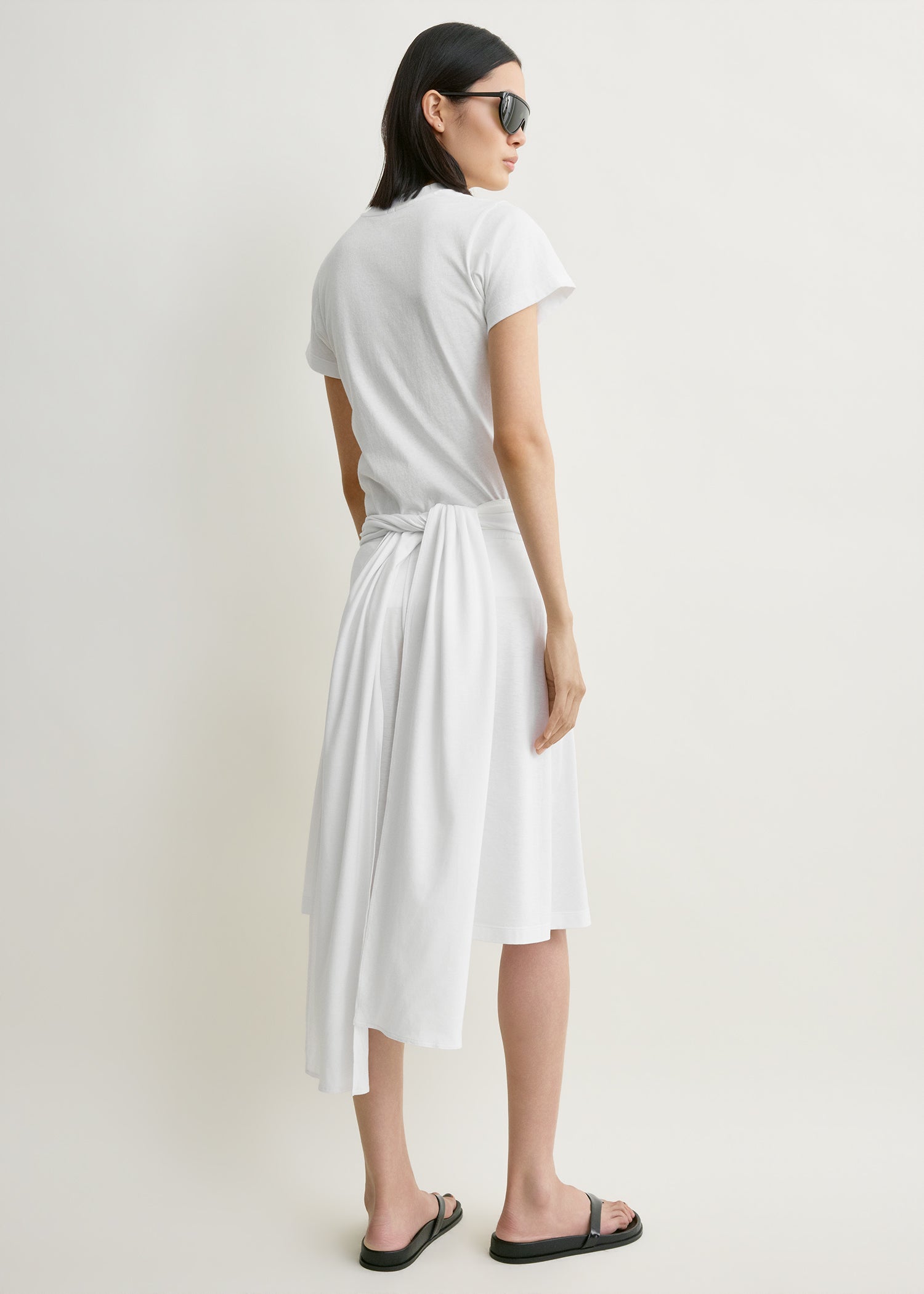 Tie-waist jersey shorts white