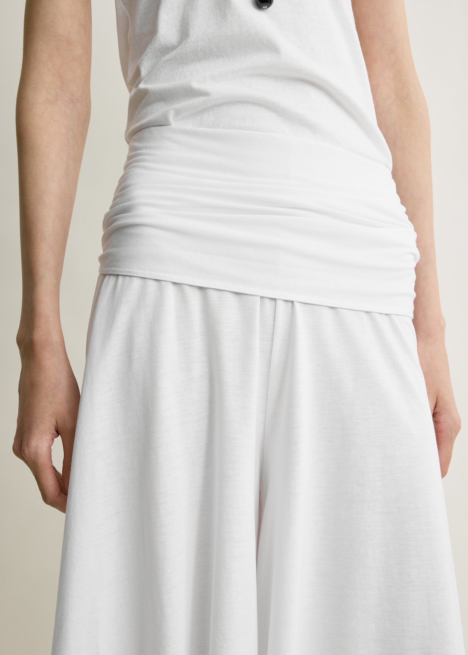 Tie-waist jersey shorts white