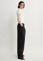 Single pleat cotton trousers black