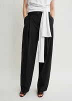 Single pleat cotton trousers black