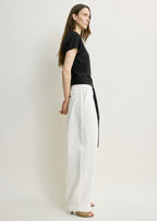 Single pleat cotton trousers white