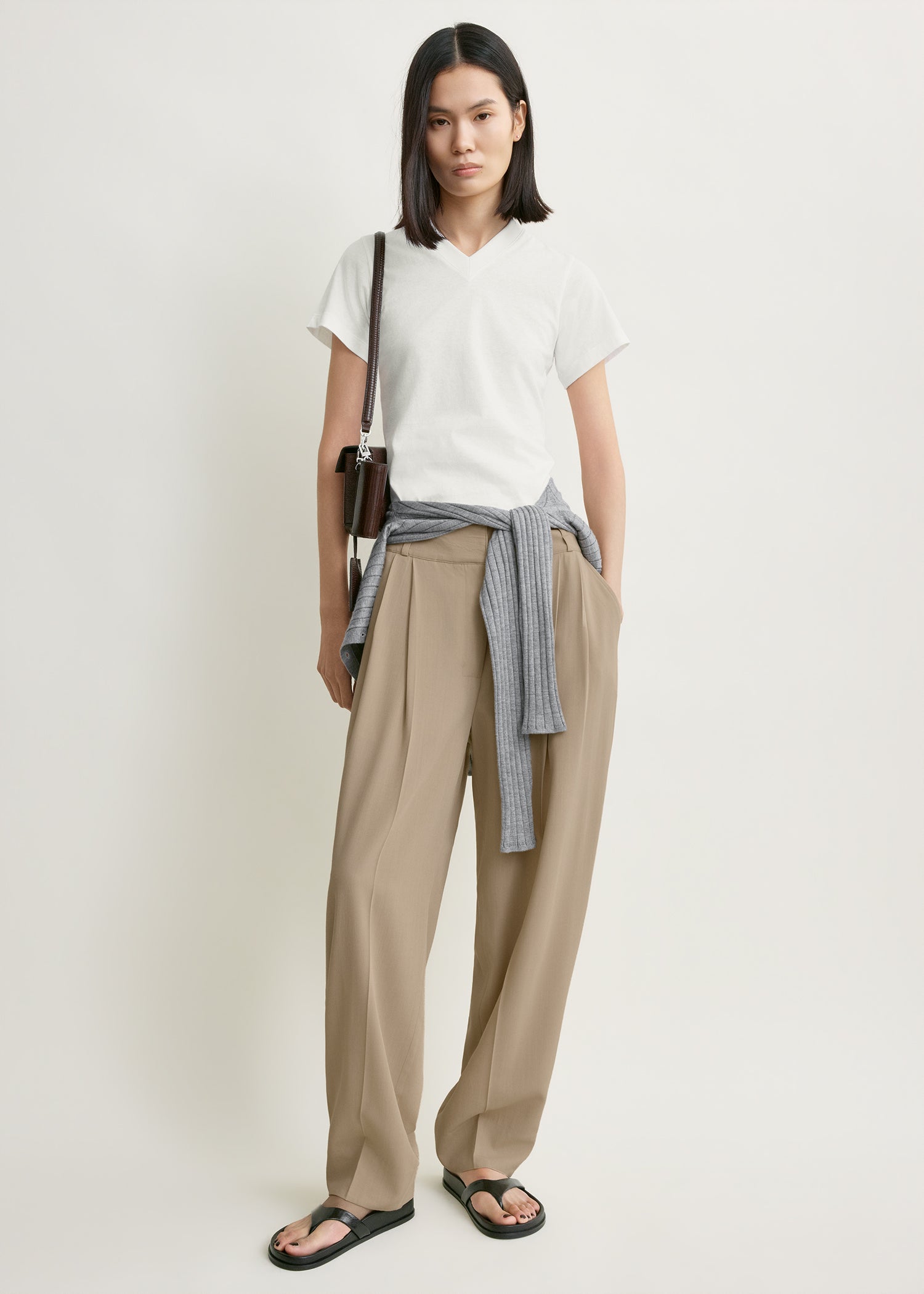Draped balloon trousers overcast beige petite