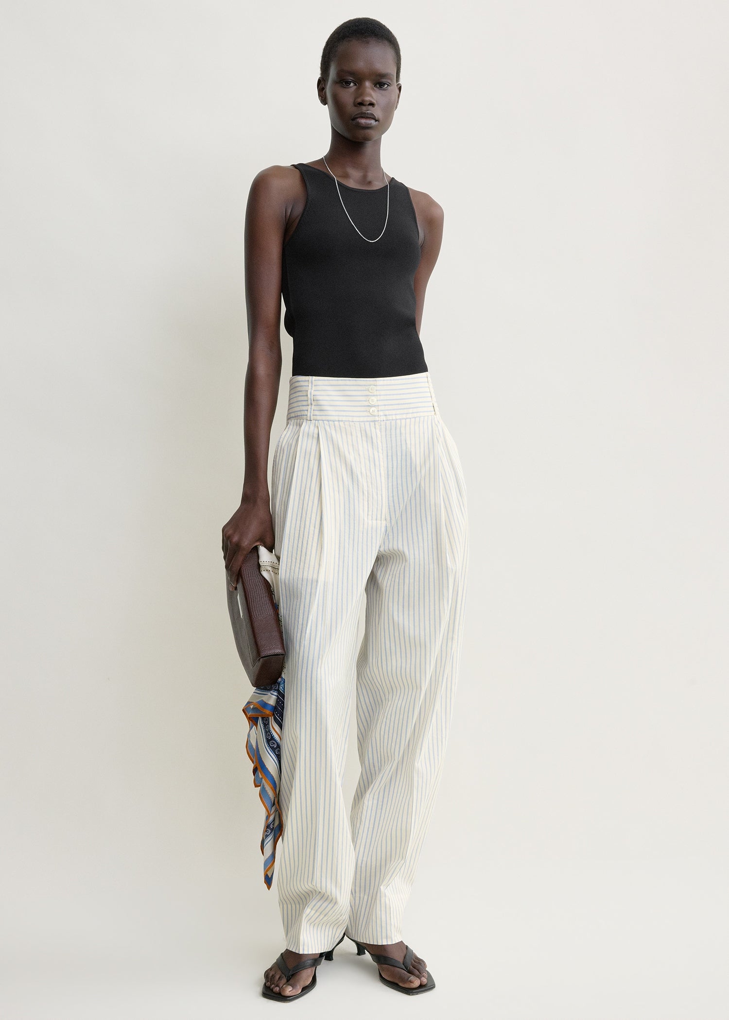 Stripe balloon trousers white/cobalt