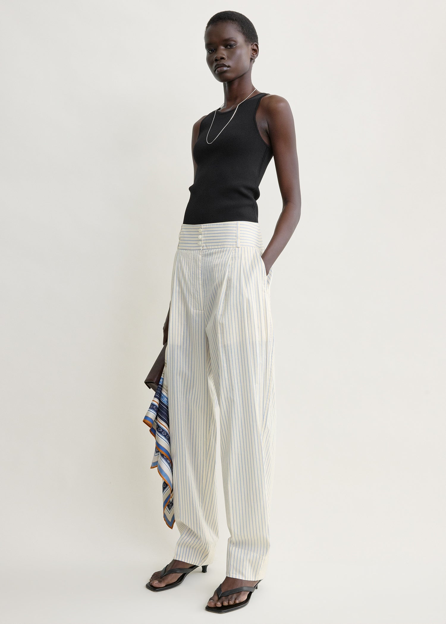Stripe balloon trousers white/cobalt