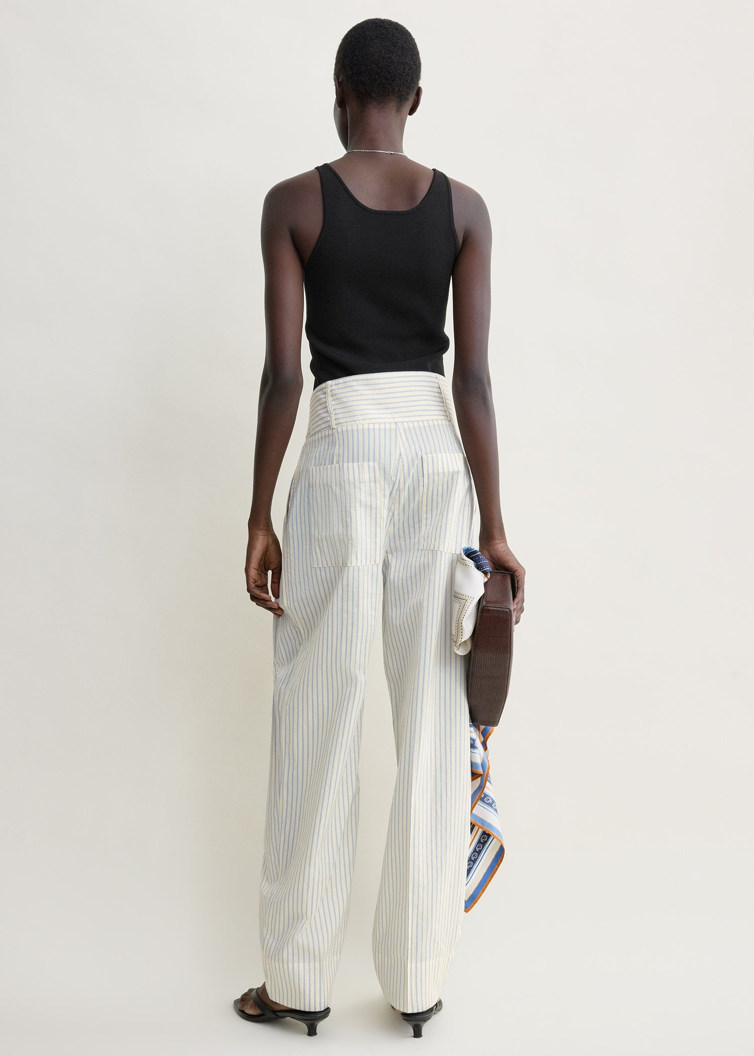 Stripe balloon trousers white/cobalt
