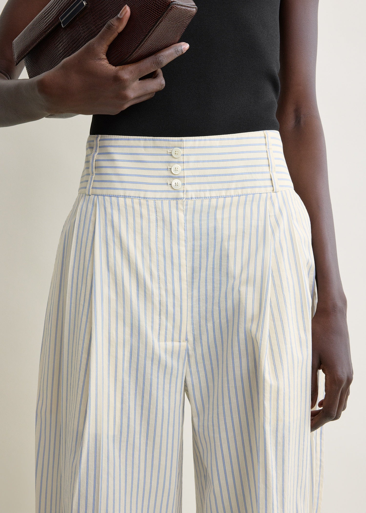 Stripe balloon trousers white/cobalt