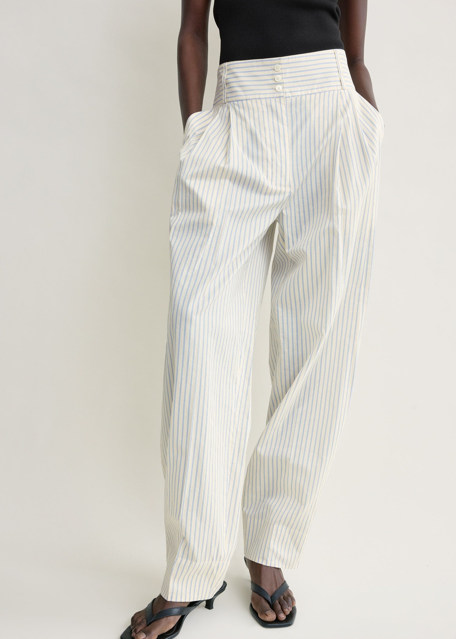Stripe balloon trousers white/cobalt