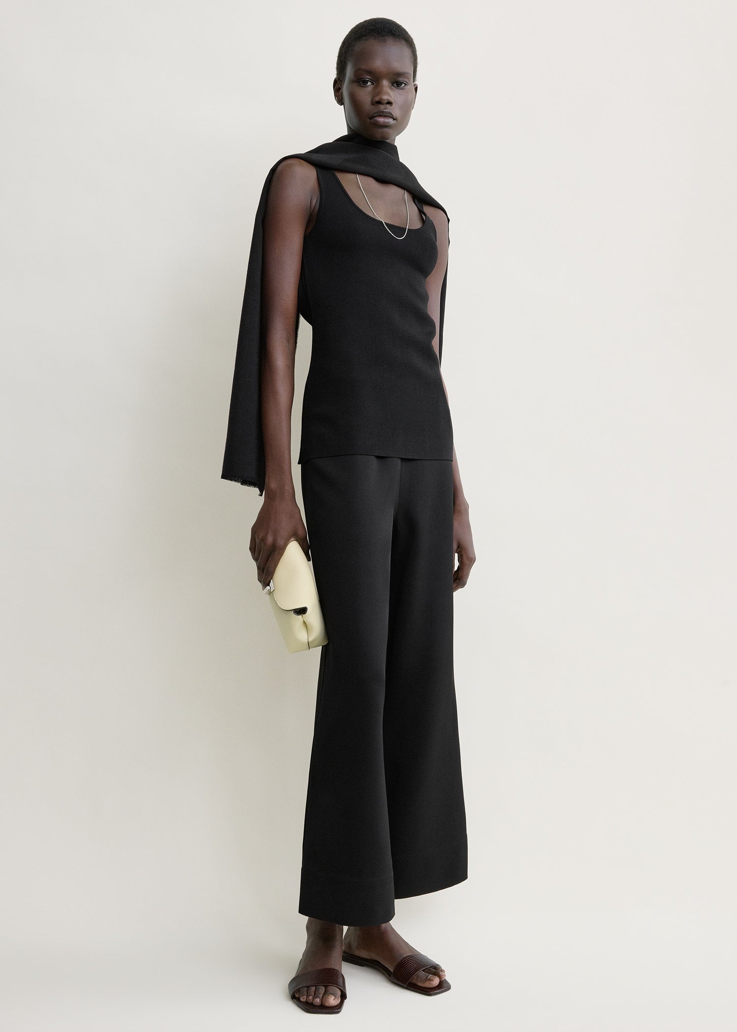 Fluid satin trousers black