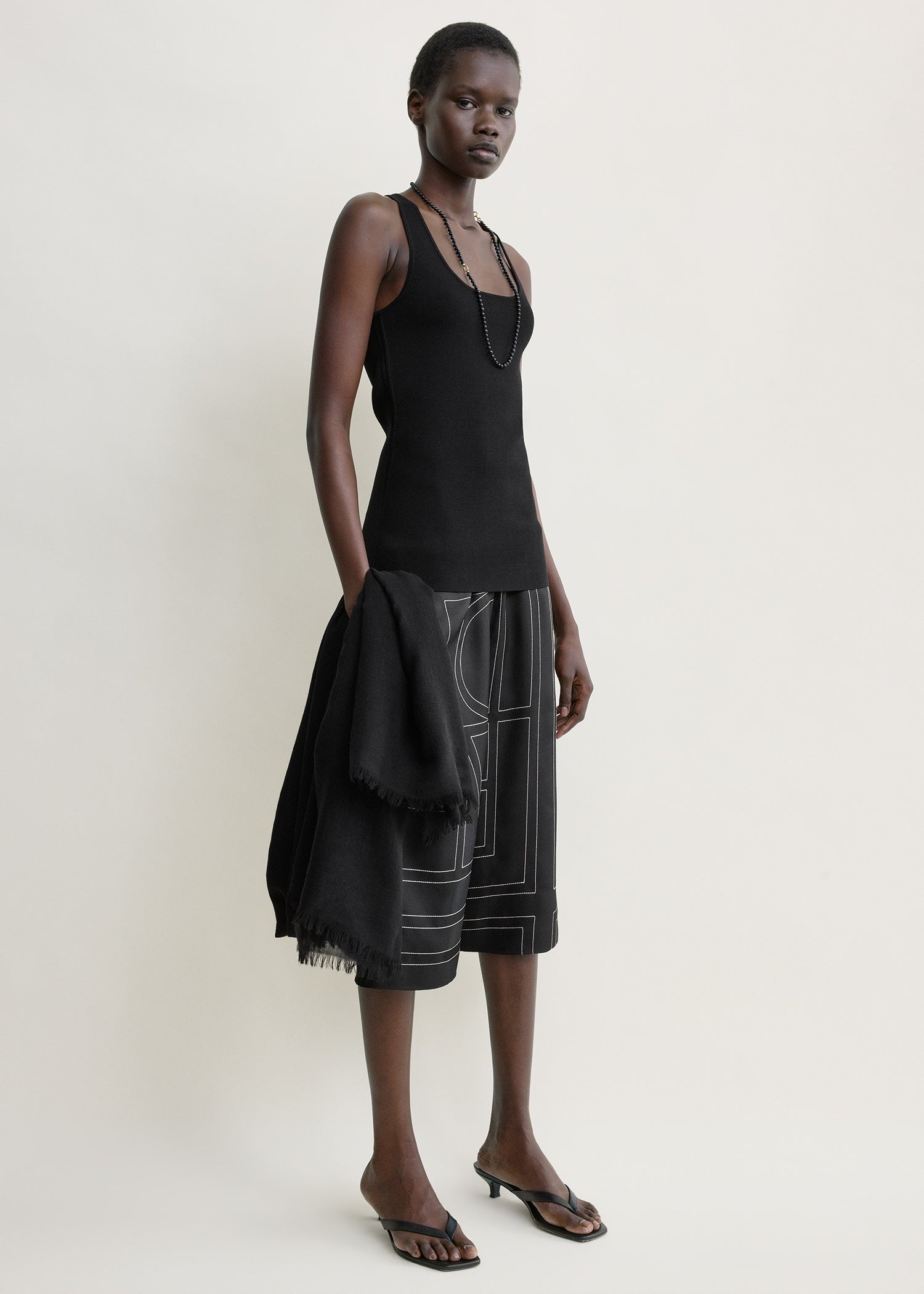 Monogram silk pj culottes black from Toteme - $620