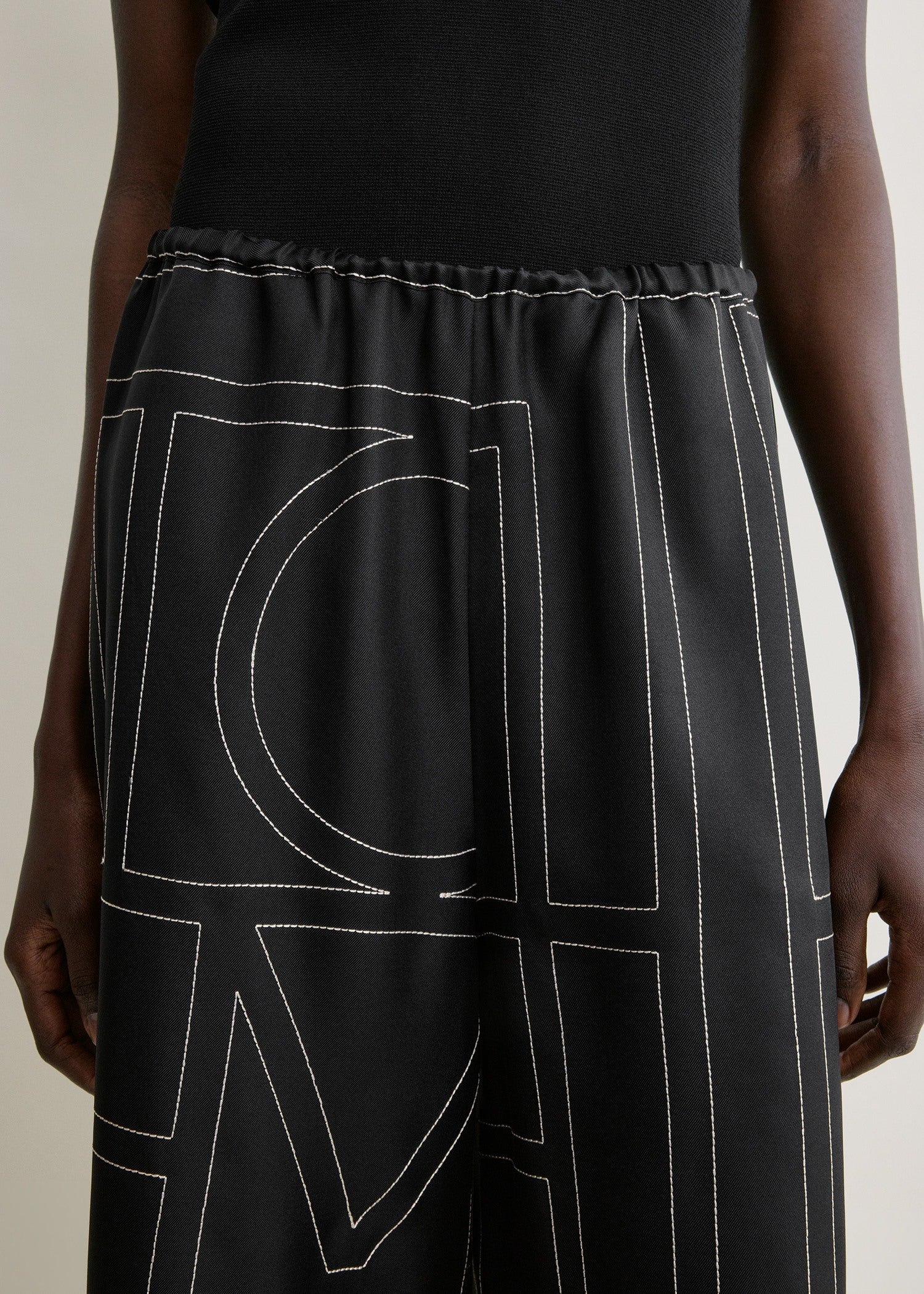 Monogram silk pj culottes black