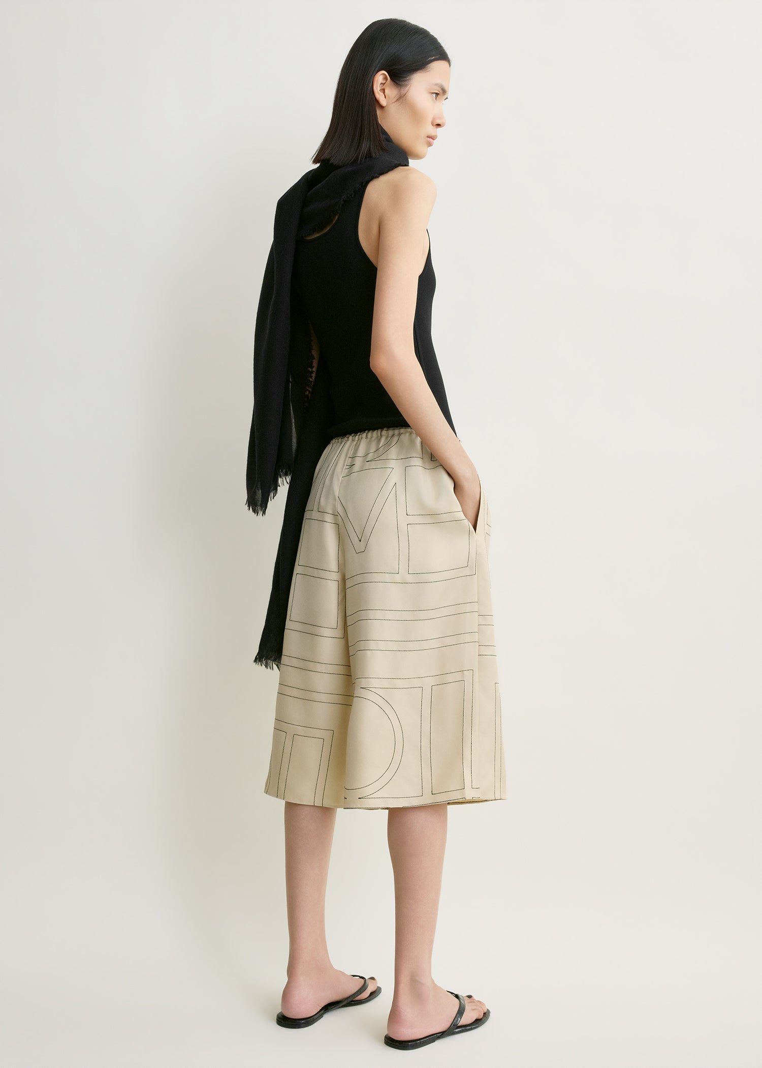 Monogram silk pj culottes ivory