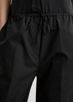 Drawstring cotton trousers black
