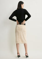 Feathered-jersey skirt eggshell