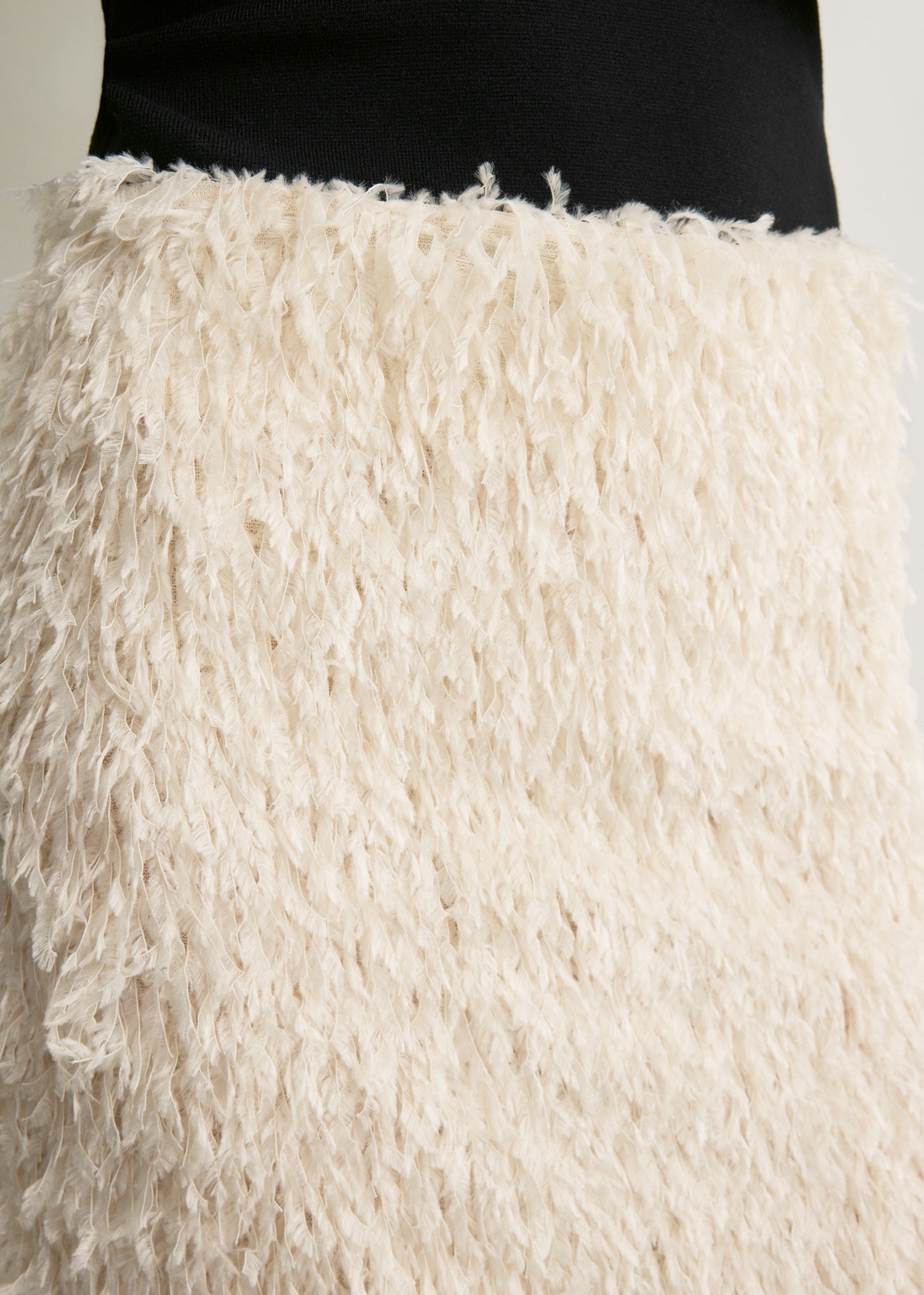 Feathered-jersey skirt eggshell