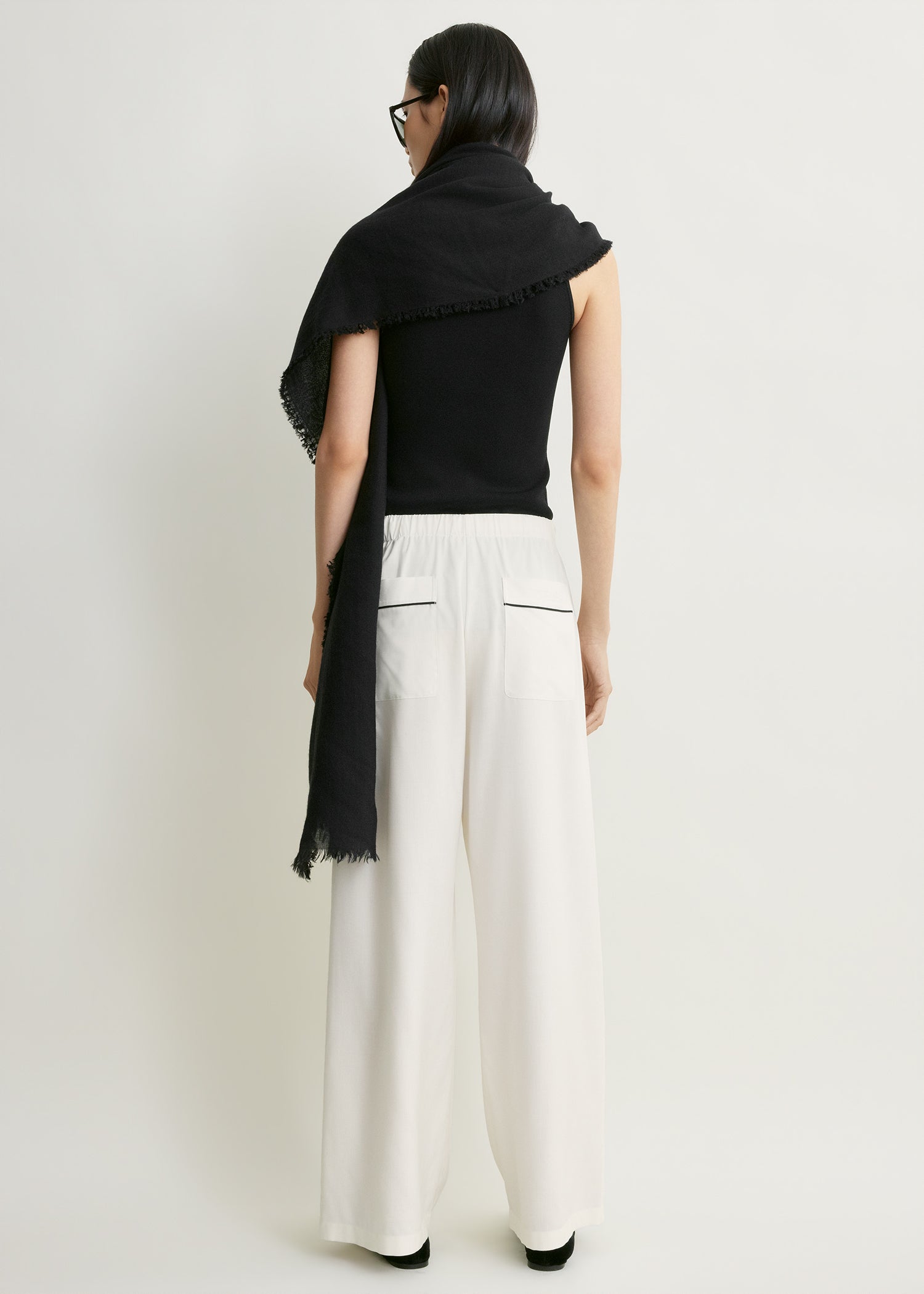 Piped silk trousers off-white
