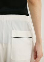 Piped silk trousers off-white