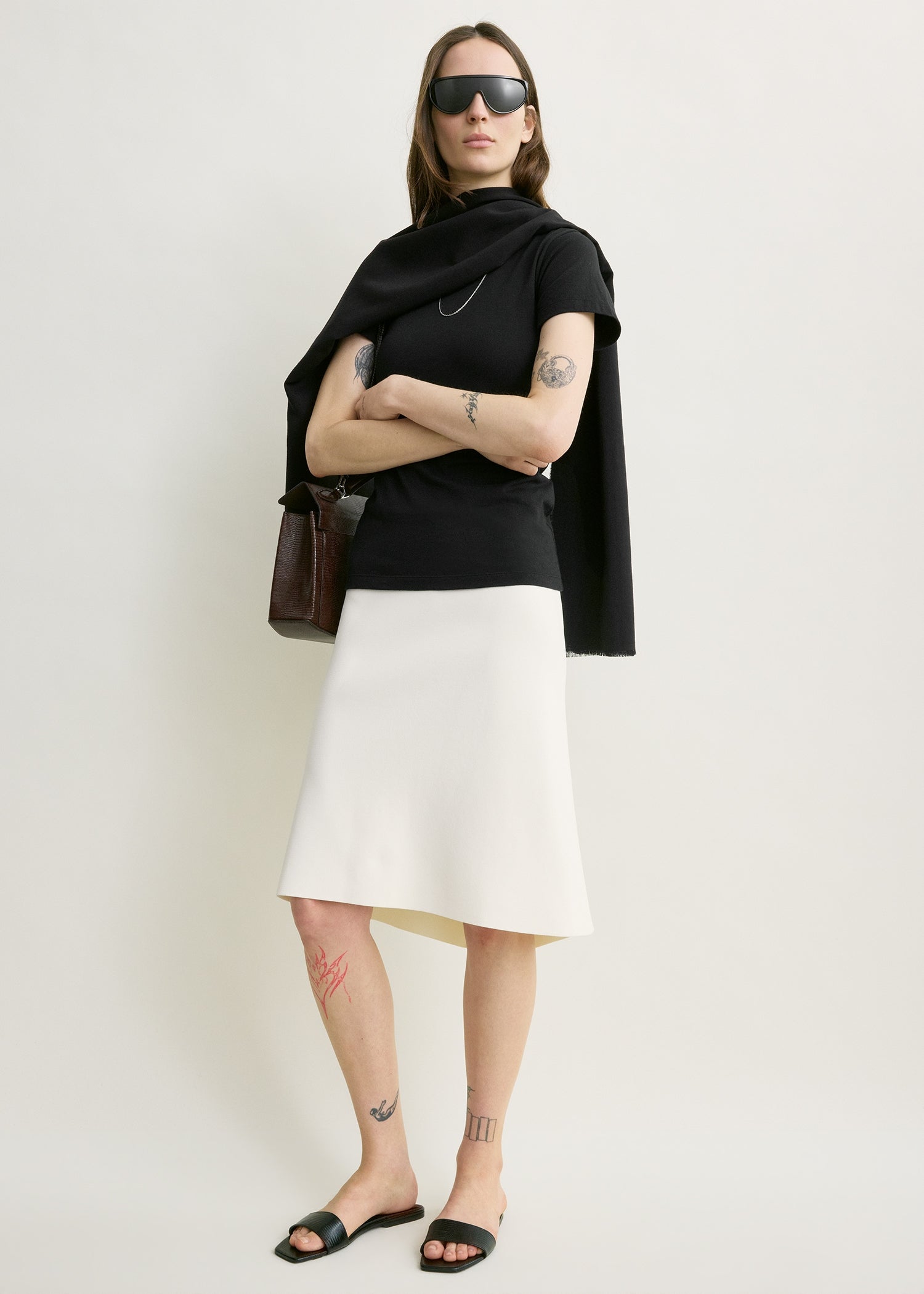 Dipped knit skirt white