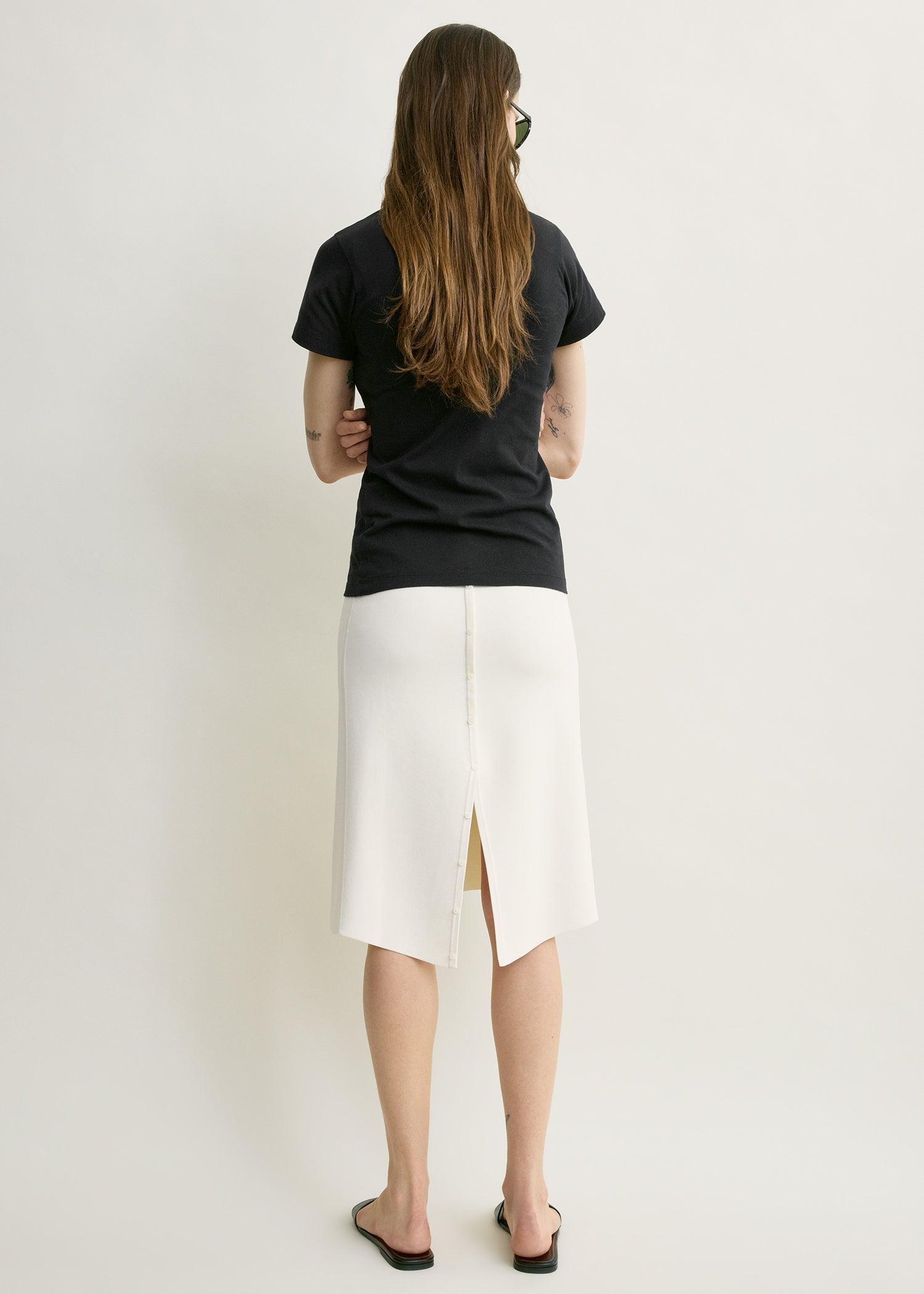 Dipped knit skirt white