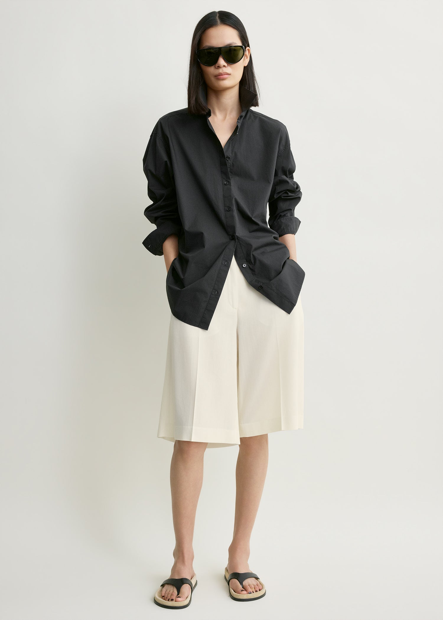Wide fluid shorts ecru