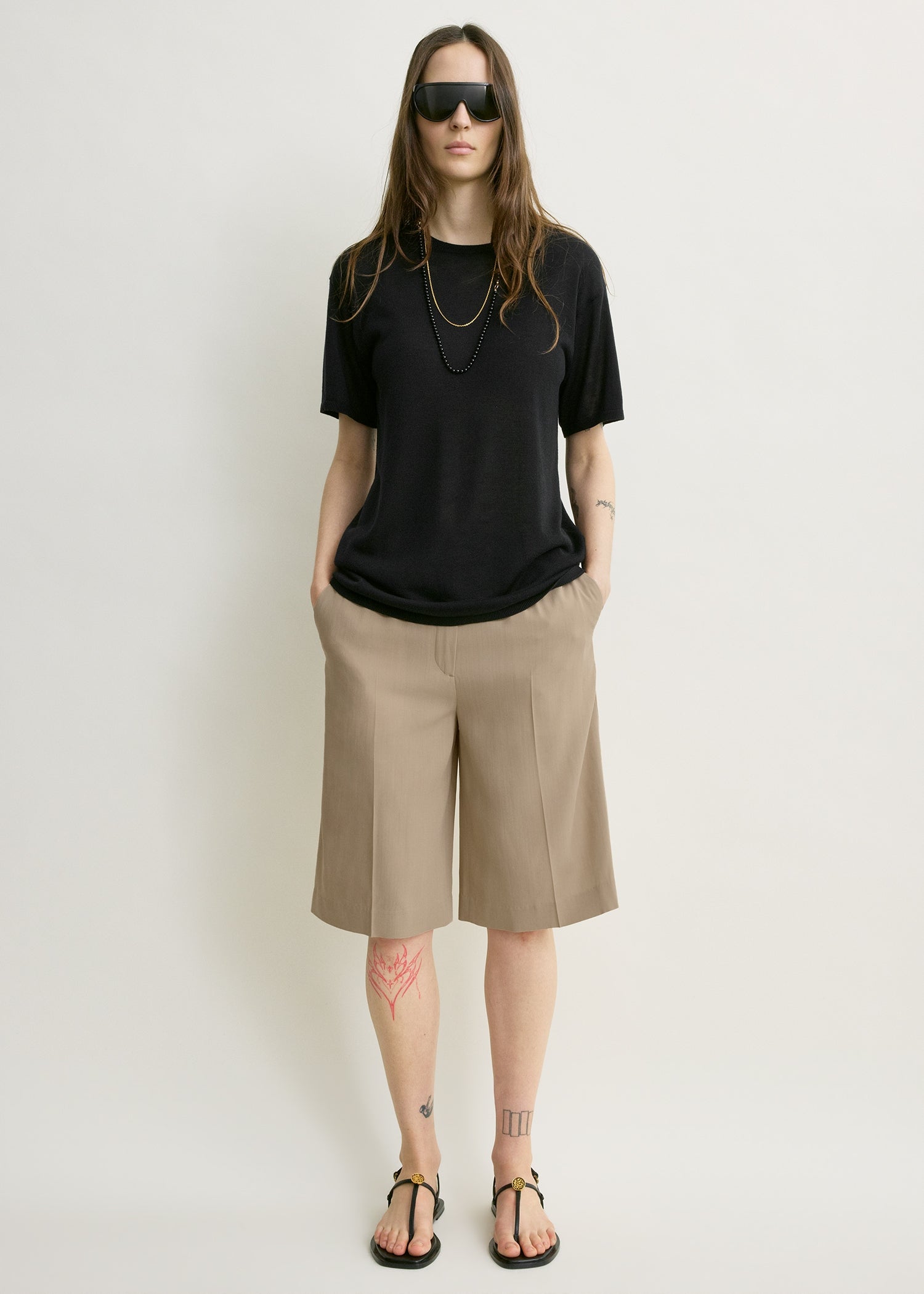 Wide fluid shorts overcast beige