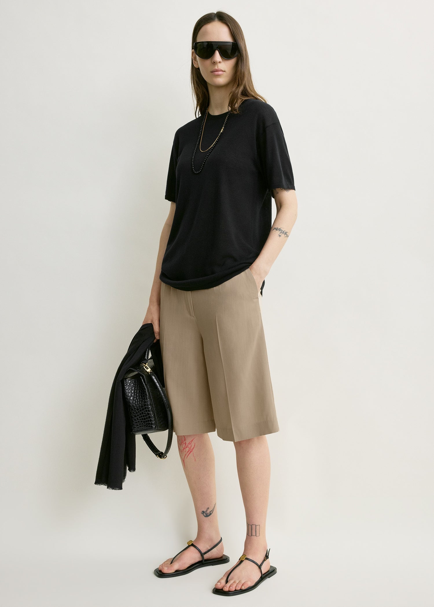 Wide fluid shorts overcast beige