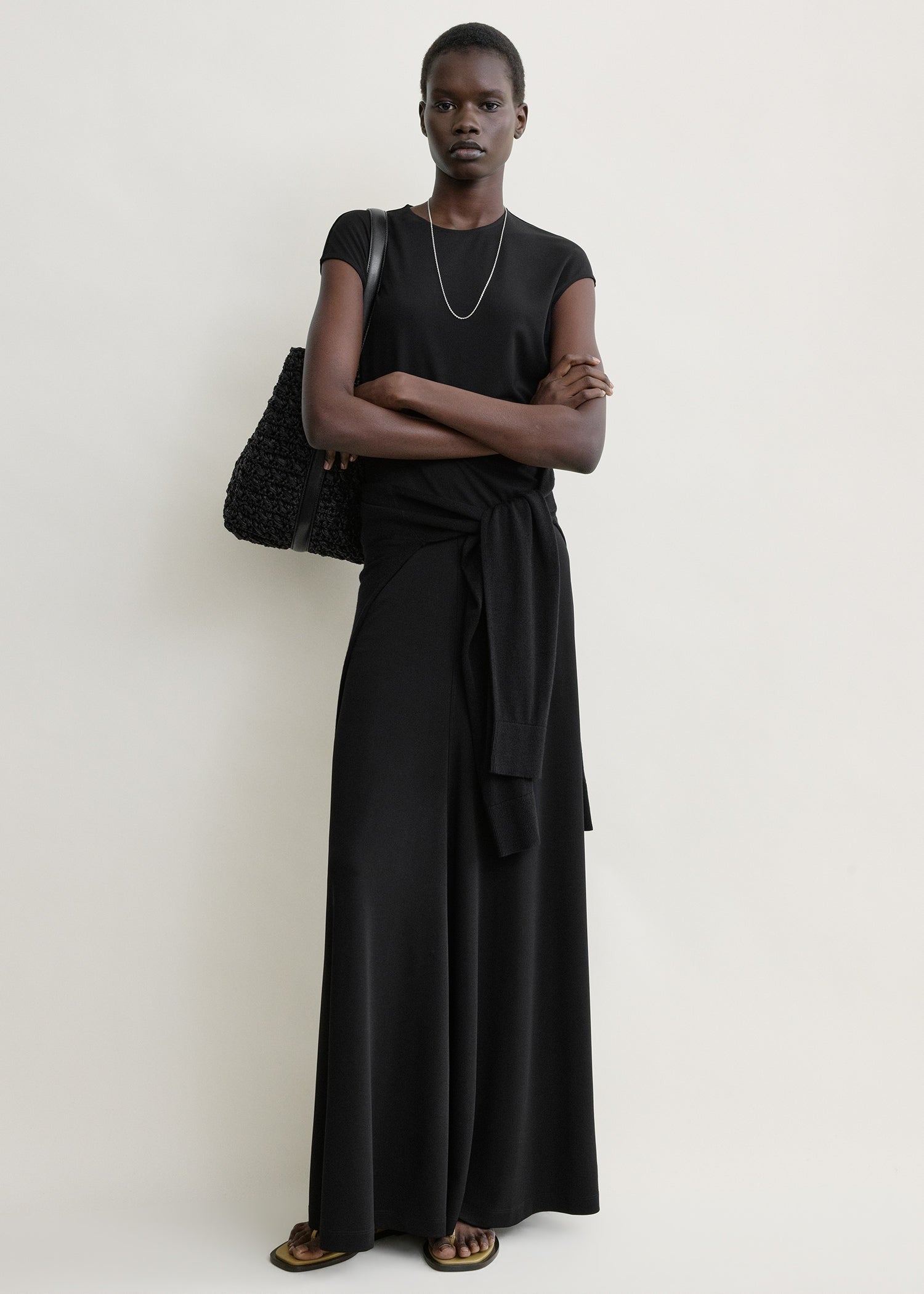 Flared jersey skirt black petite