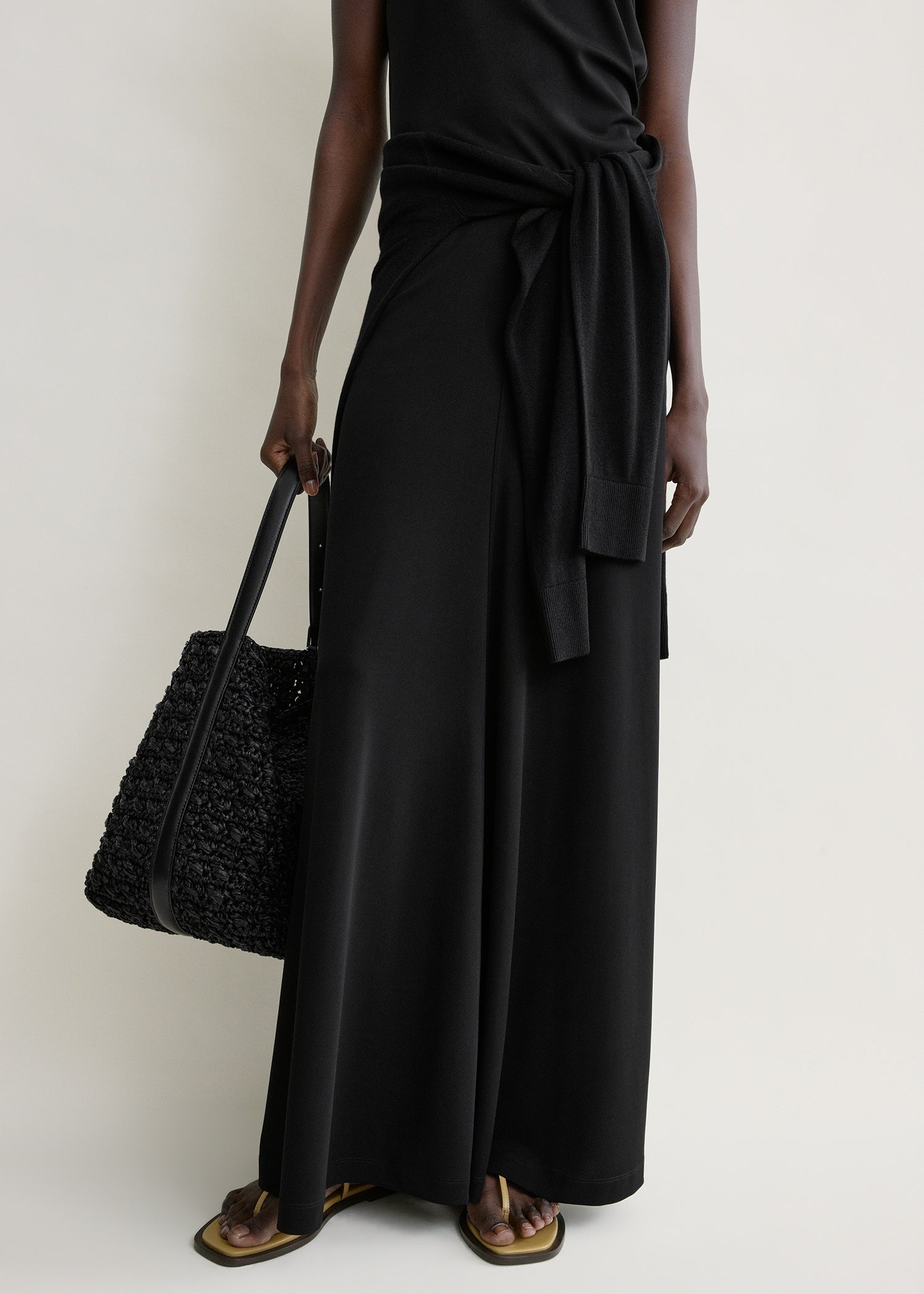 Flared jersey skirt black petite