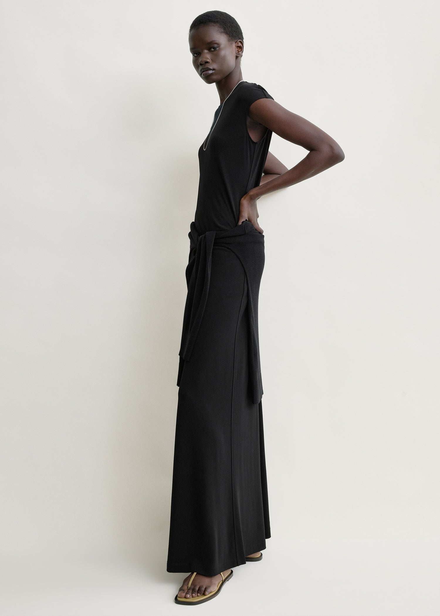Flared jersey skirt black petite