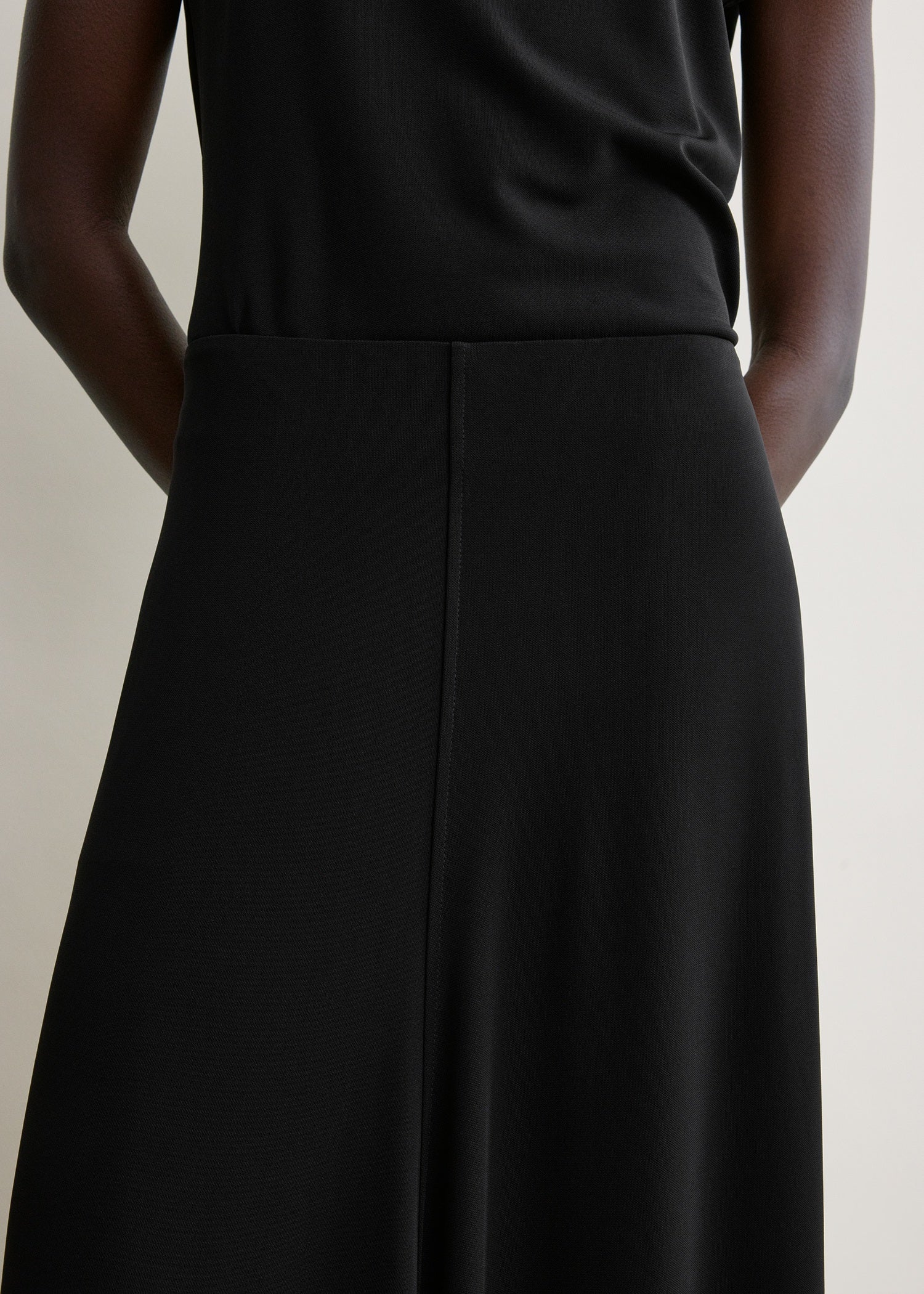 Flared jersey skirt black