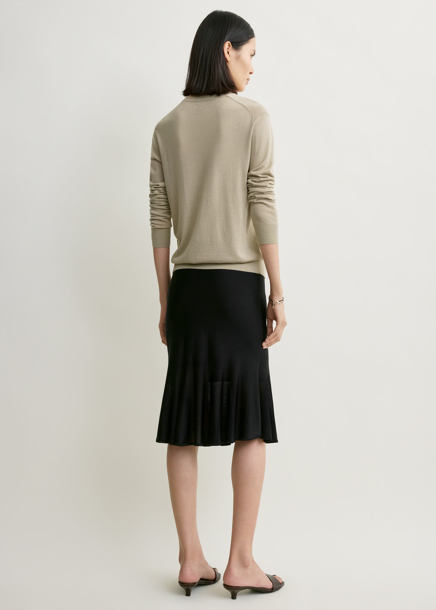 Fluted knit skirt black