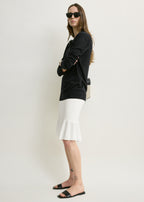 Fluted knit skirt optic white petite
