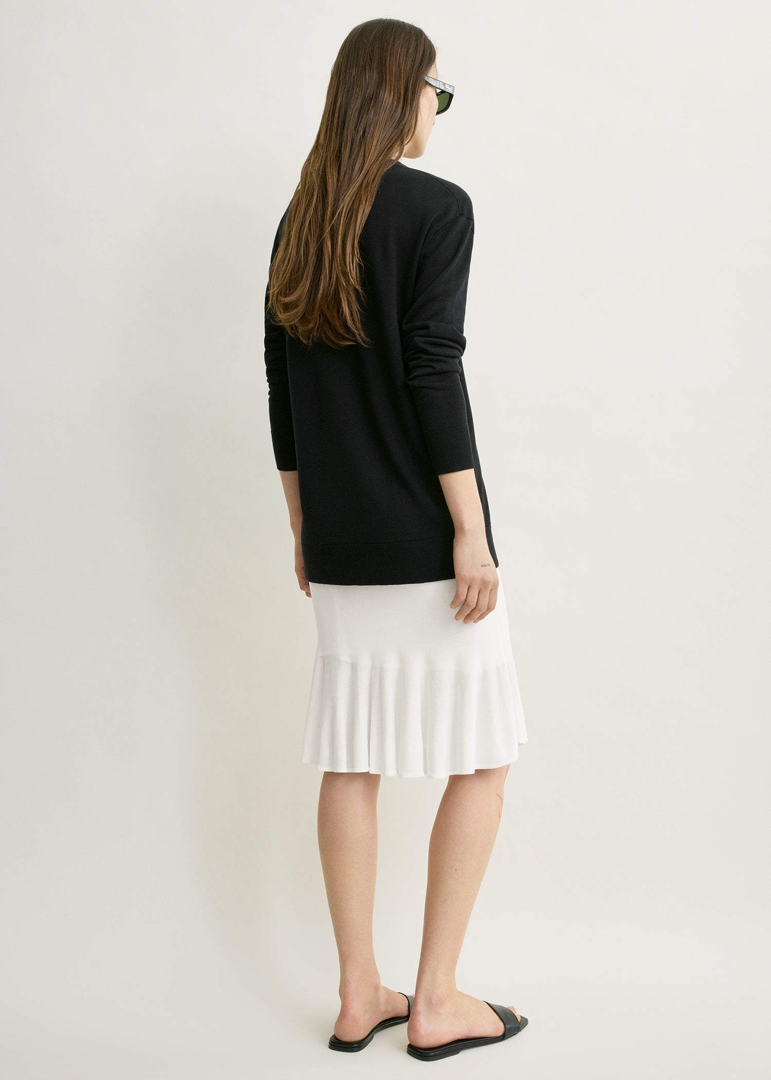 Fluted knit skirt optic white