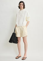 Monogram silk pj shorts cream