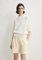 Monogram silk pj shorts cream