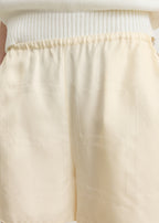 Monogram silk pj shorts cream
