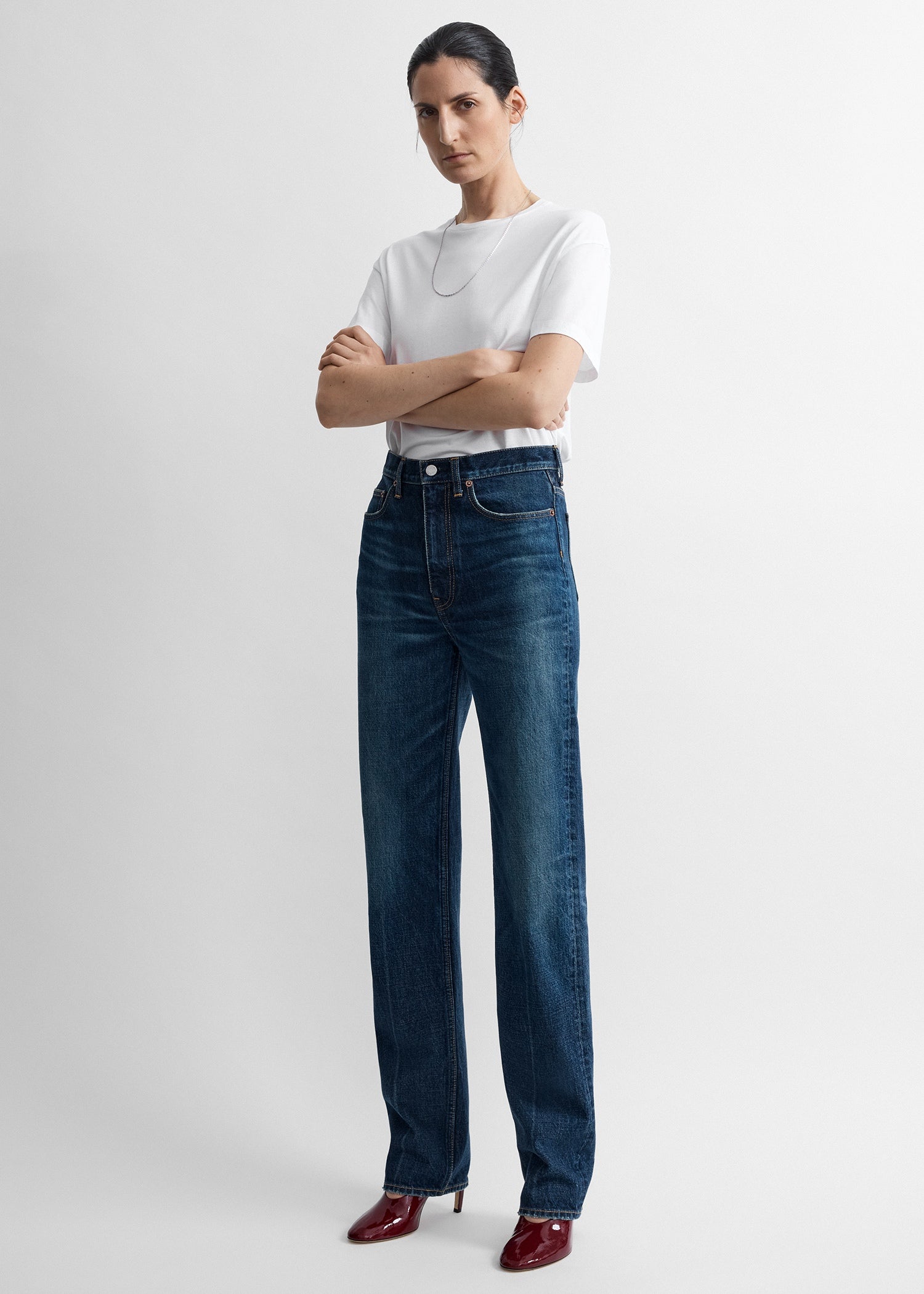 Classic slim denim full length faded blue